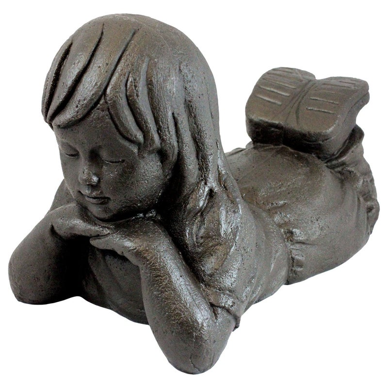 Emsco Group 92248 Day Dreaming Girl Statue â€“ Natural Appearance â€“ Made of Resin â€“ Lightweight â€“ 16â€ Height Garden, BRONZE